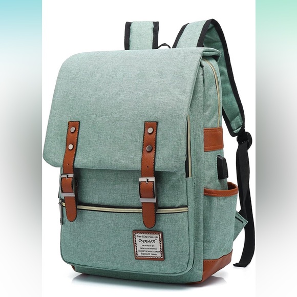 Other - Laptop Backpack USB Charging Port Casual Daypacks College Shoulder Bag Green